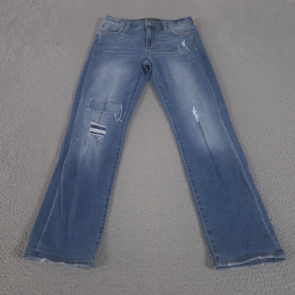 Liverpool Jeans Womens 4/27 Blue The Girlfriend Straight Leg Distressed Denim